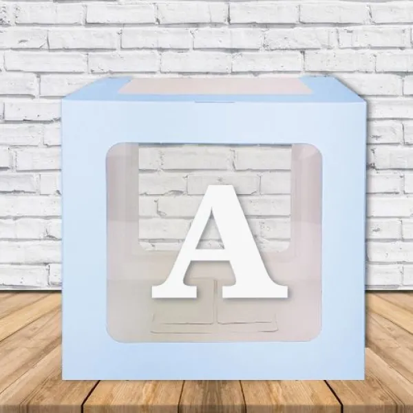 A - Harfi Şeffaf Balon Kutusu Mavi 16,5 cm