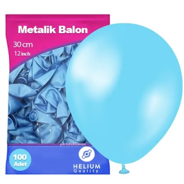 Açık Mavi Balon Metalik 100 Adet