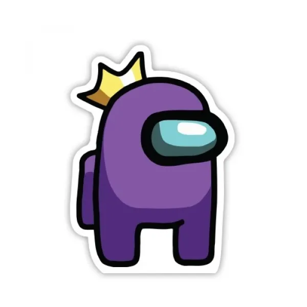 Among Us Ayaklı Pano Mor Kral Taçlı 35x25 cm