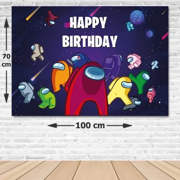 Among Us Doğum Günü Afişi Fotosuz 70*100 cm