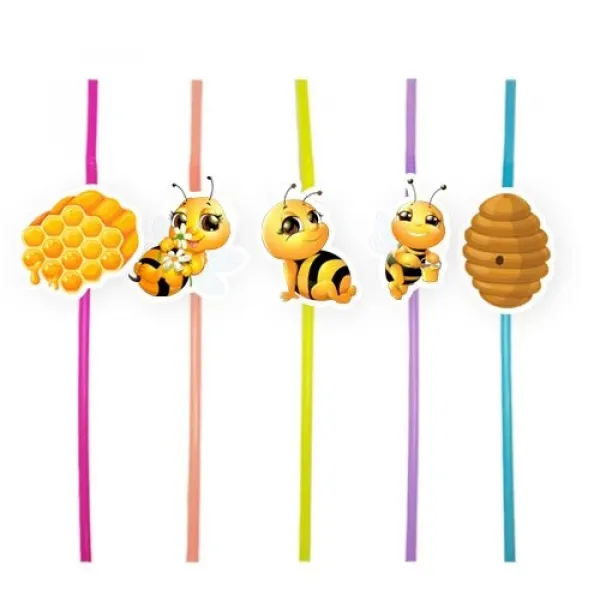 Arı Temalı Artistik Pipet 10 Adet