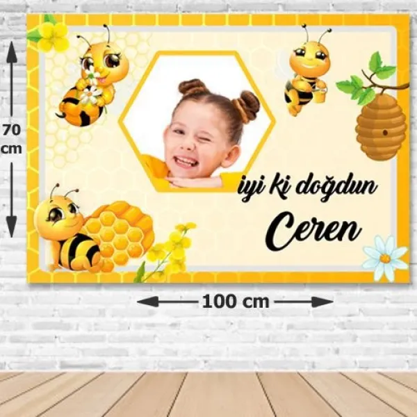 Arı Temalı Doğum Günü Parti Afişi 70x100 cm