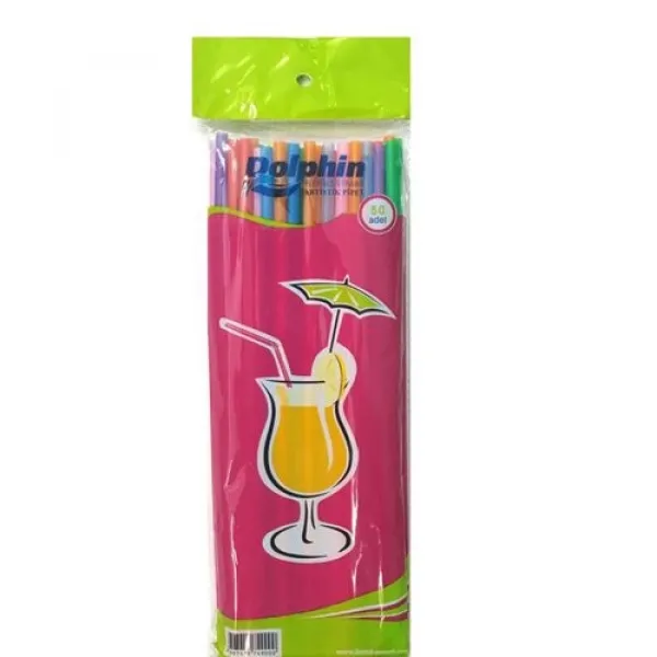 Artistik Körüklü Pipet (50 Adet)