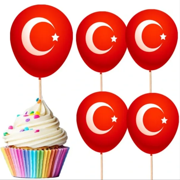 Ay Yıldız Balonlu Türk Bayrağı Kürdan (10 Adet)