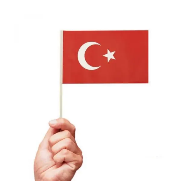 Ay Yıldızlı Çıtalı Bayrak 24 cm 10 adet