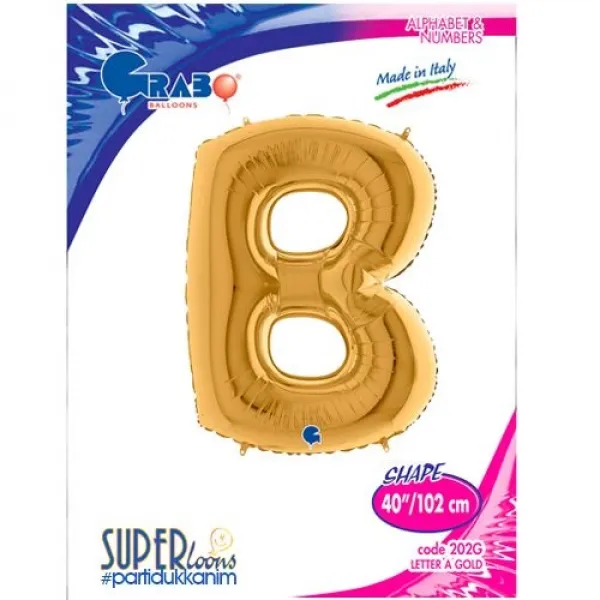 B Harf Folyo Balon – Gold – 100 cm (40 inch)