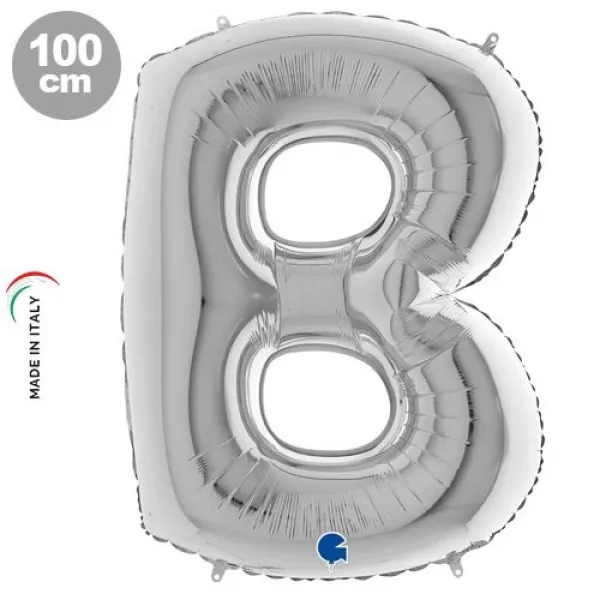 B Harf Folyo Balon – Gümüş – 100 cm (40 inch)
