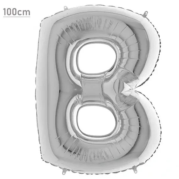 B Harf Folyo Balon – Gümüş – 100 cm (40 inch)