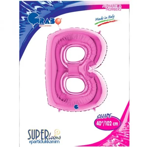 B Harf Folyo Balon – Pembe – 100 cm (40 inch)