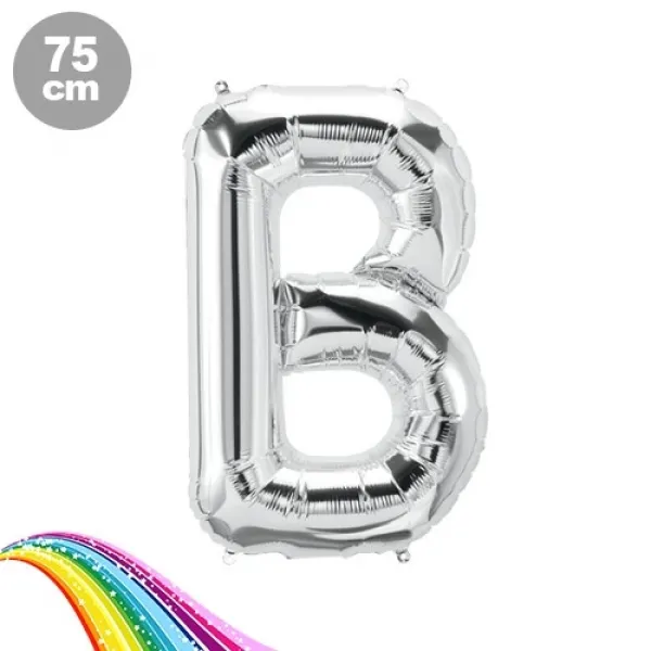 B - Harfi Folyo Balon Gümüş (75 cm)