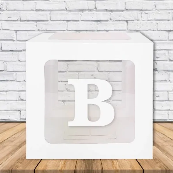 B - Harfi Şeffaf Kutu Beyaz 25 cm