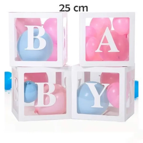 Baby Yazılı Şeffaf Kutu Harf Beyaz 25 cm