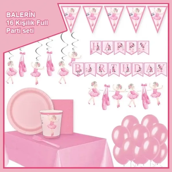 Balerin Temalı 16 Kişilik Full Parti Seti