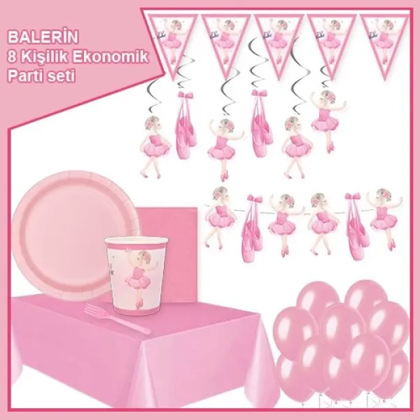 Balerin Temalı 8 Kişilik Ekonomik Parti Seti