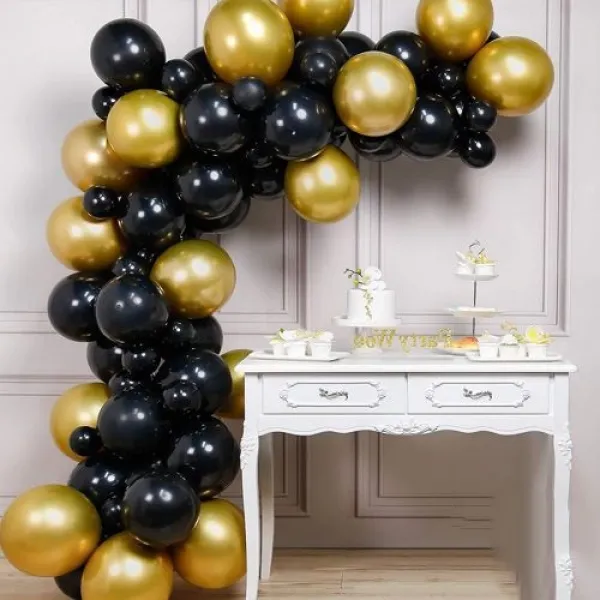 Balon Zinciri - Gold Siyah 100 Adet