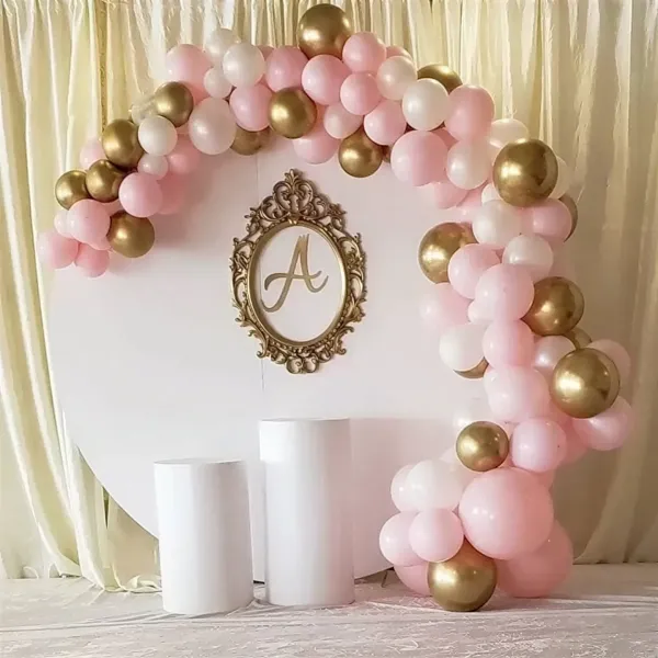 Balon Zinciri Seti - Gold Beyaz Pembe (120 Adet)