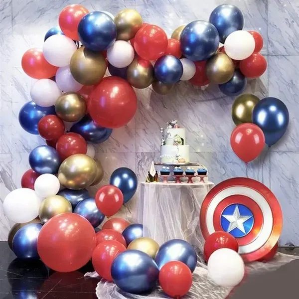 Balon Zinciri Seti - Gold Mavi Kırmızı Beyaz (100 Adet)