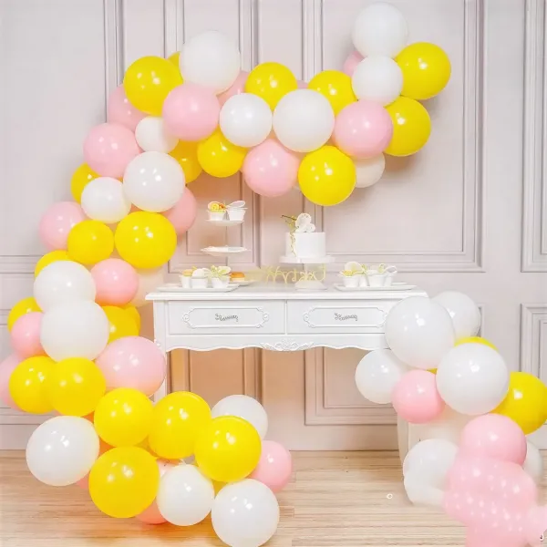 Balon Zinciri Seti - Sarı Beyaz Pembe (100 Adet)