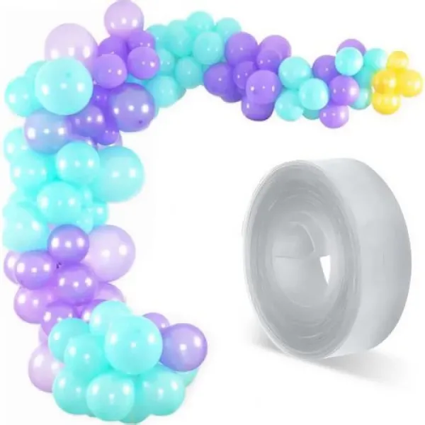 Balon Zinciri - Su Yeşili Lila Sarı 100 Adet