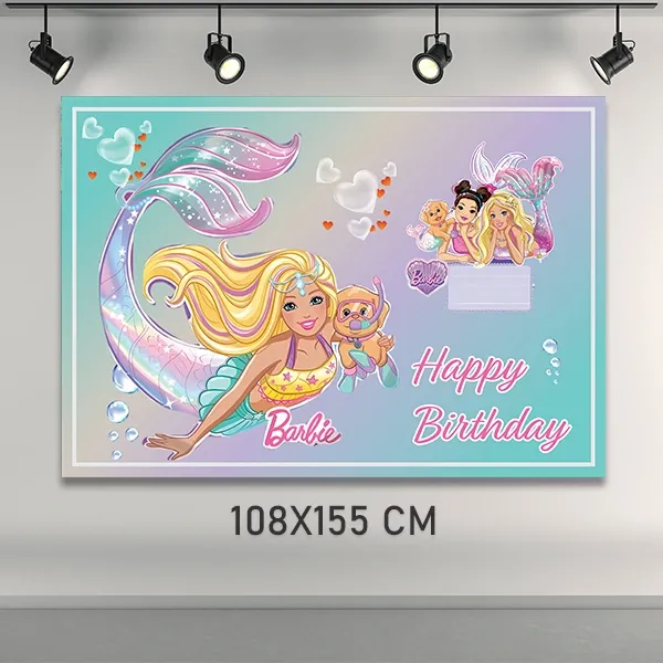 Barbie Deniz Kızı Doğum Günü Afişi (108x155 cm)