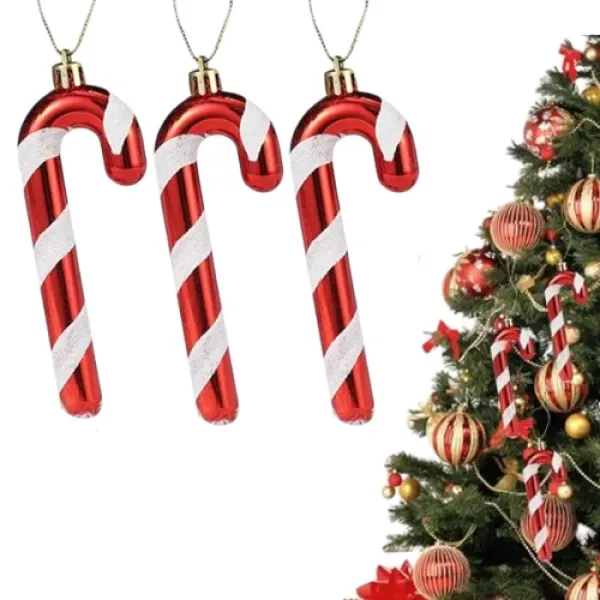 Baston Şekilli Yılbaşı Ağaç Süs 3 Adet