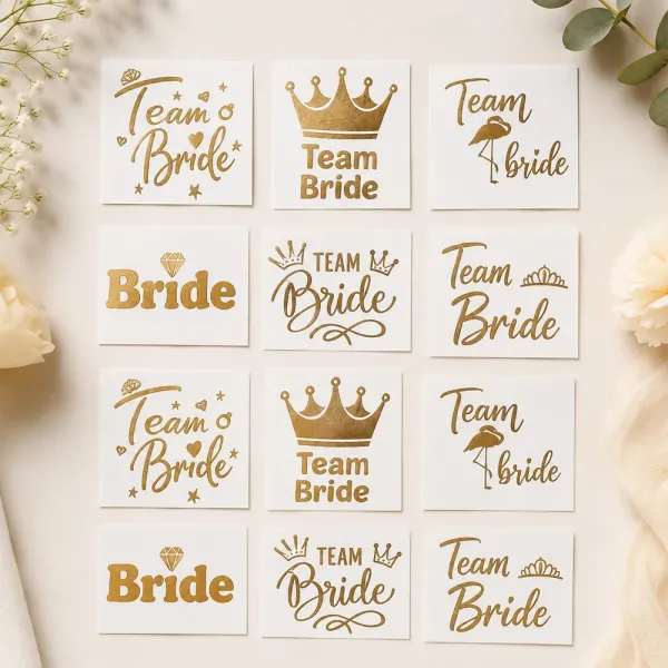 Bekarlığa Veda Team Bride Geçici Dövme Gold (12 Adet)