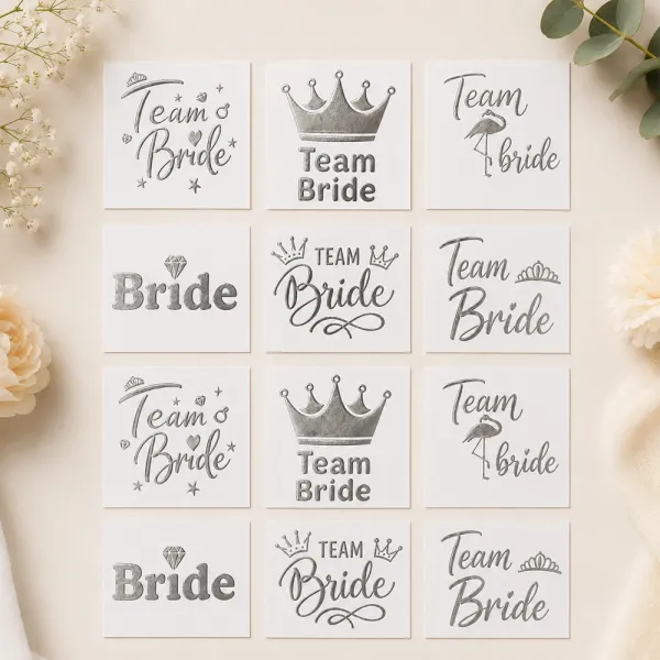 Bekarlığa Veda Team Bride Geçici Dövme Gümüş (12 Adet)
