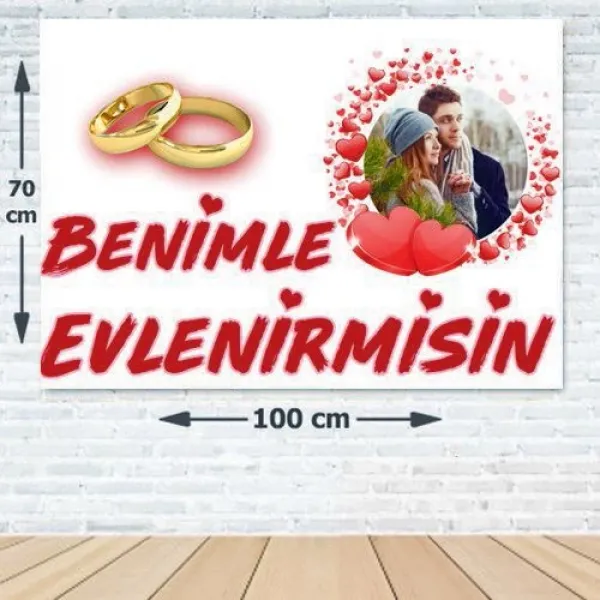 Benimle Evlenirmisin Evlilik Teklifi Afişi 70*100 cm