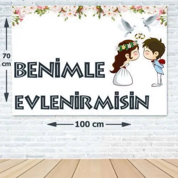 Benimle Evlenirmisin Evlilik Teklifi Afişi 70*100 cm