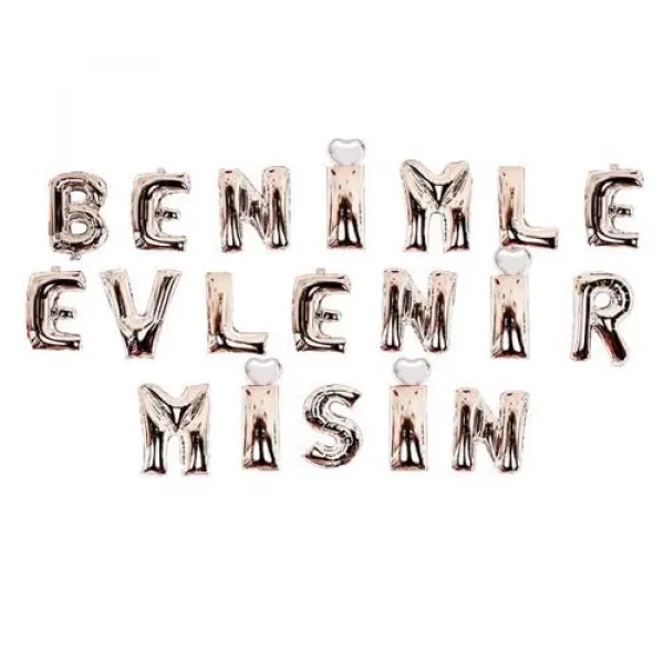 Benimle Evlenirmisin Folyo Balon Gümüş (35 cm) + Pompa