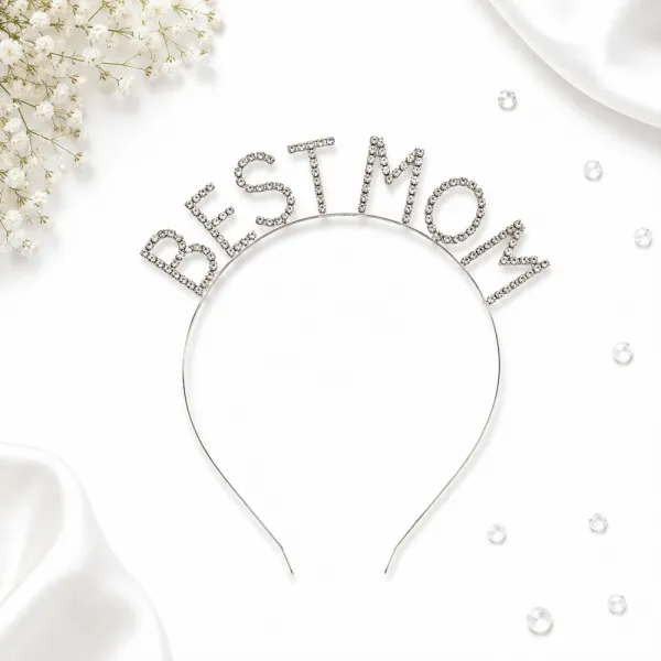 Best Mom Taşlı Lüks Taç Gümüş