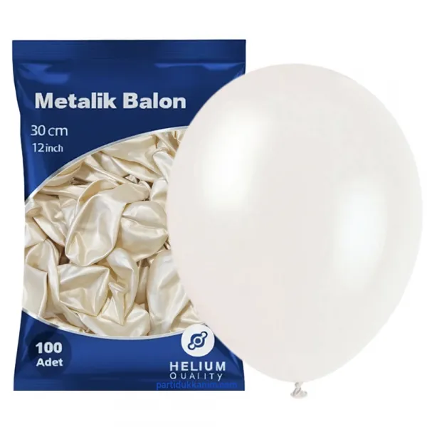 Beyaz Balon Metalik 100 Adet