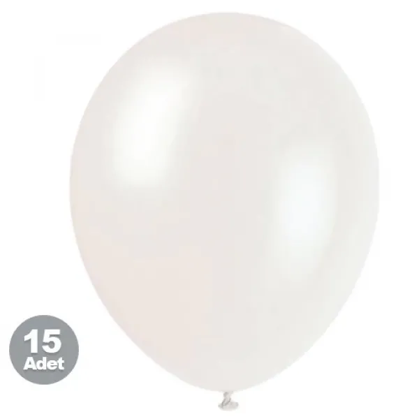 Beyaz Balon Metalik 15 Adet