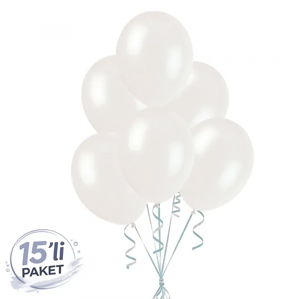 Beyaz Balon Metalik (15 Adet)