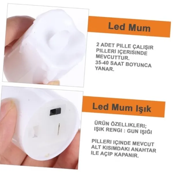 Beyaz Led Mum Pilli 1 Adet
