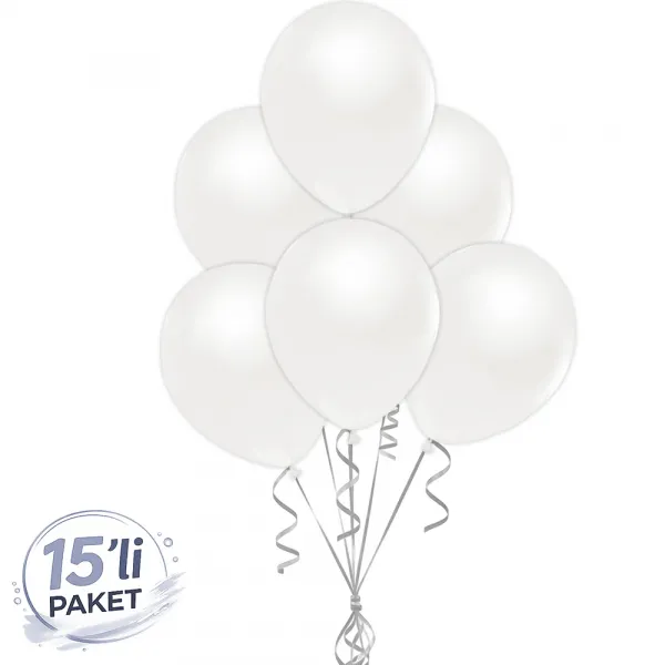 Beyaz Pastel Balon 15 Adet