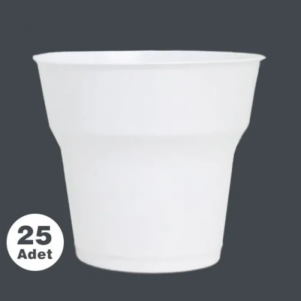 Beyaz Plastik Meşrubat Lüks Bardak (25 Adet)