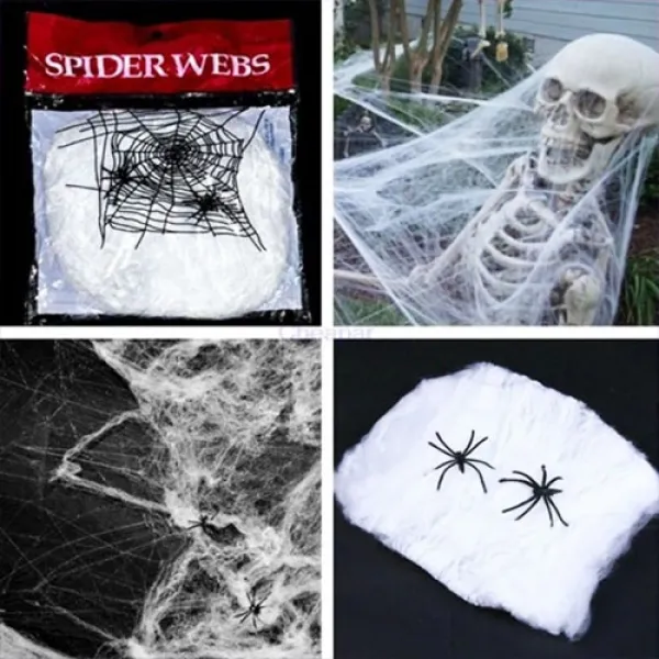 Beyaz Renk Örümcek Ağ ve Siyah Örümcekler Seti 20 gr.