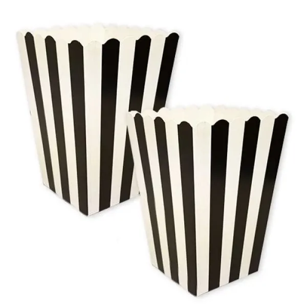 Beyaz Üzeri Siyah Çizgili Mısır Kutusu (8 Adet)
