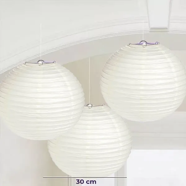 Beyaz Yuvarlak Fener Süs 1 Adet (30 cm)