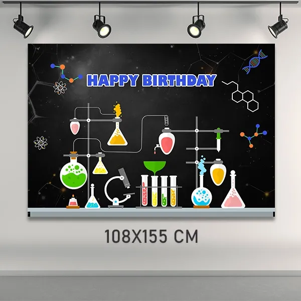 Bilim Temalı Doğum Günü Parti Afişi (108x155 cm)