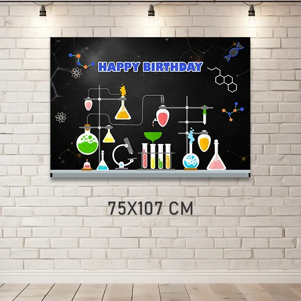 Bilim Temalı Doğum Günü Parti Afişi (75x107 cm)