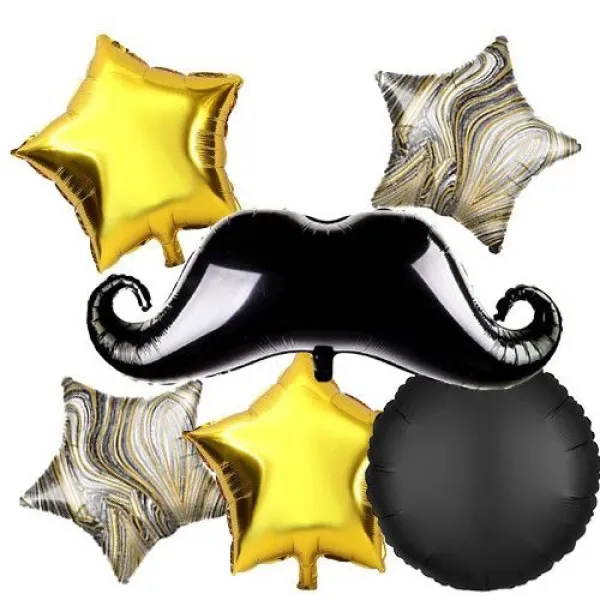 Bıyık Folyo Balon Seti 6 Parça