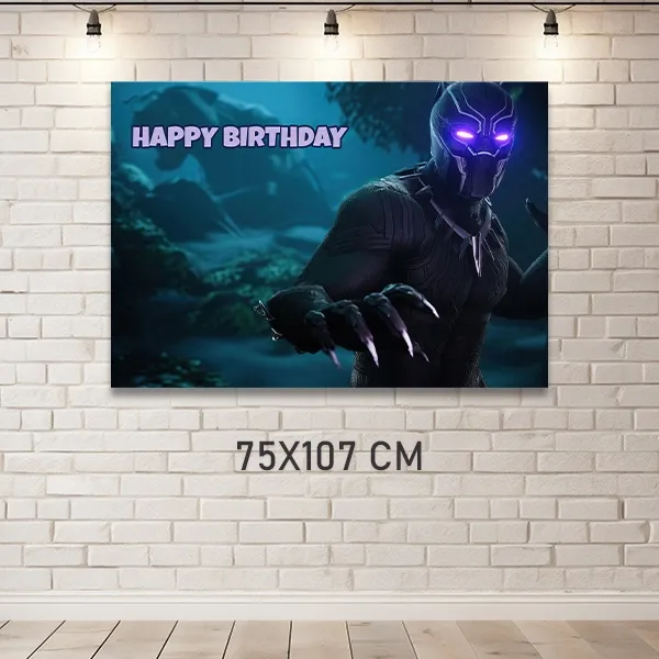Black Panther Doğum Günü Parti Afişi (75x107 cm)