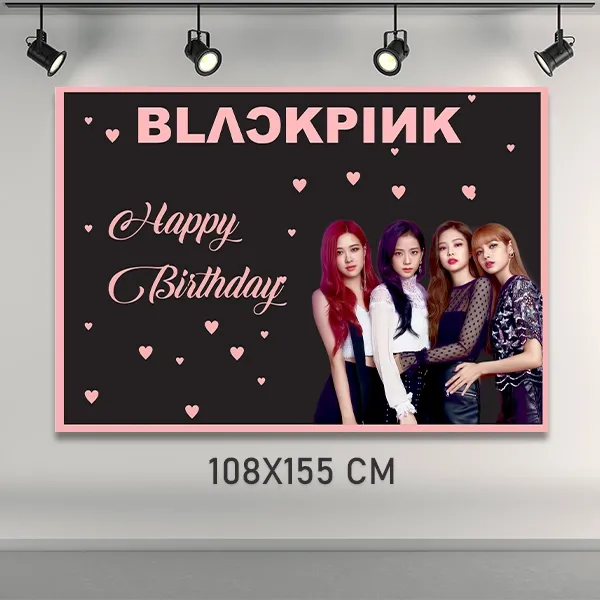 Black Pink Doğum Günü Parti Afişi (108x155 cm)