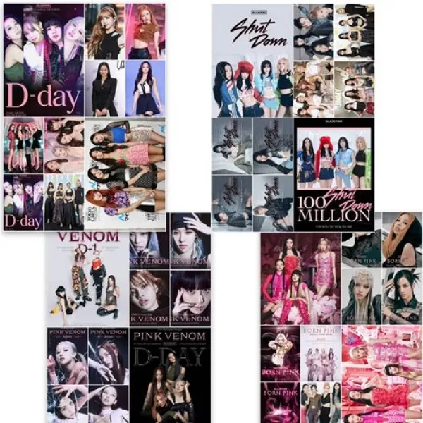 Black Pink Duvar Poster Sticker 4 Model