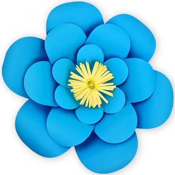 Boncuk Mavi Kağıt Çiçek 1 Adet (30 cm)