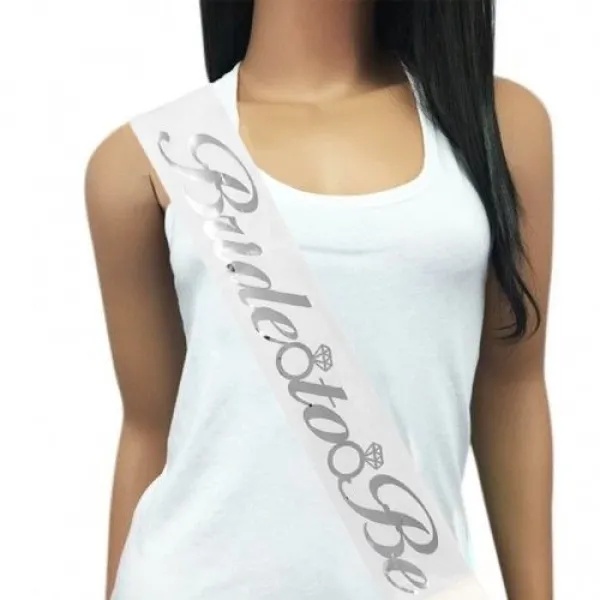 Bride To Be Kuşak Beyaz Renk Üzeri Gümüş