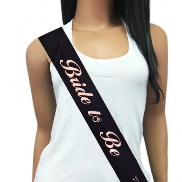 Bride To Be Kuşak Siyah Üzeri Rose Gold