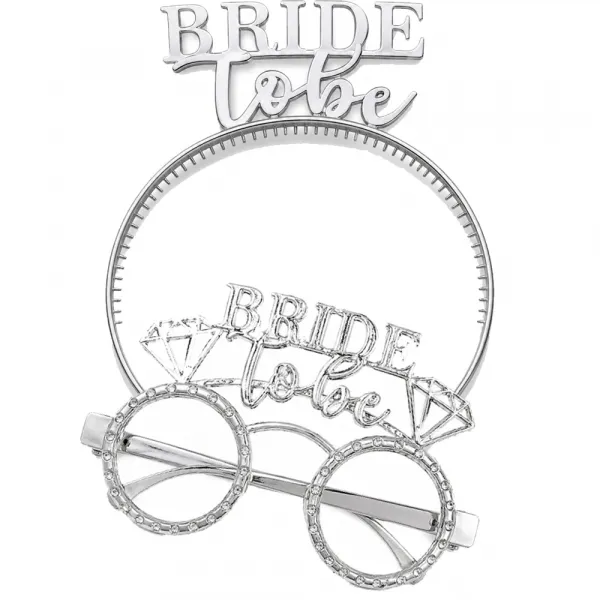 Bride To Be Plastik Gözlük Taç Set Gümüş 1 Adet